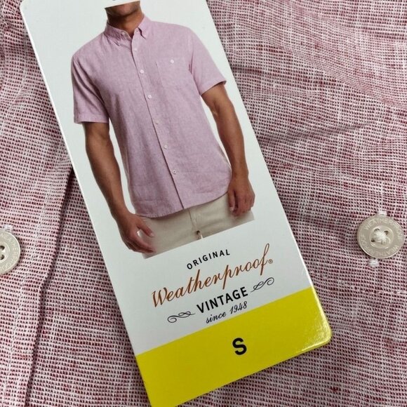 Weatherproof Vintage Mens Washable Linen Button-Down Shirt S Short Sleeve a0244 - Picture 2 of 8